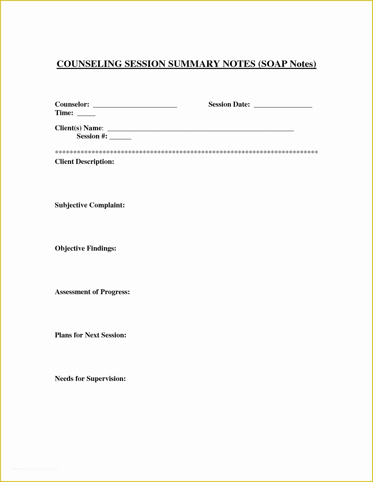 Free therapy Notes Template Of soap Notes Template for Counseling Google Search