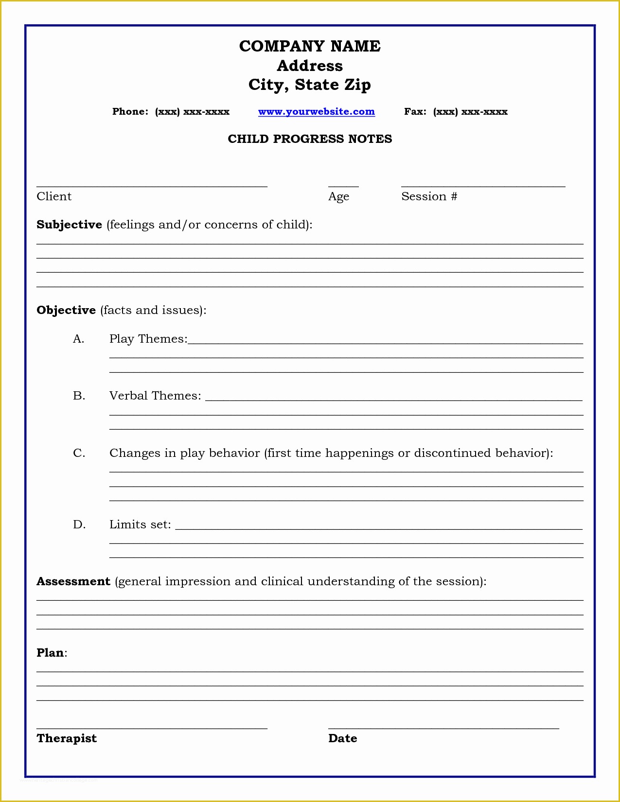 Free therapy Notes Template Of therapy Progress Note Template