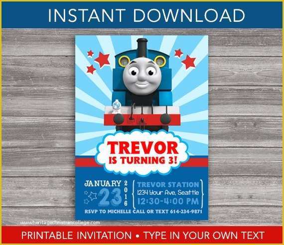 Free Thomas the Train Invitations Template Of Thomas the Train Invitation Instant Download by Ohsoinstant
