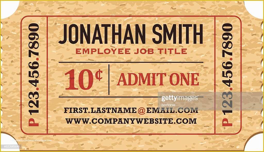Free Ticket Stub Template Of Business Card Ticket Stub Template Vector Art