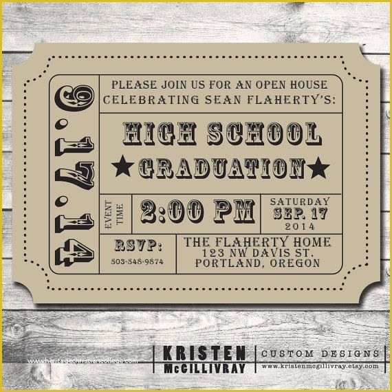 Free Ticket Stub Template Of Graduation Party Party Invitation Diy Digital File