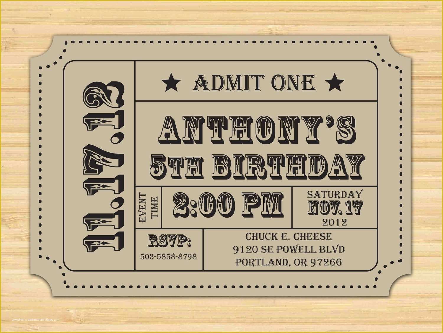 Free Ticket Stub Template Of Ticket Stub Invitations Cobypic