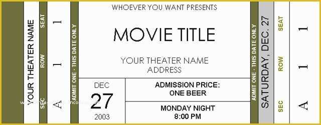 Free Ticket Stub Template Of Ticket Stub Template Gallery Fake Movie Ticket Template