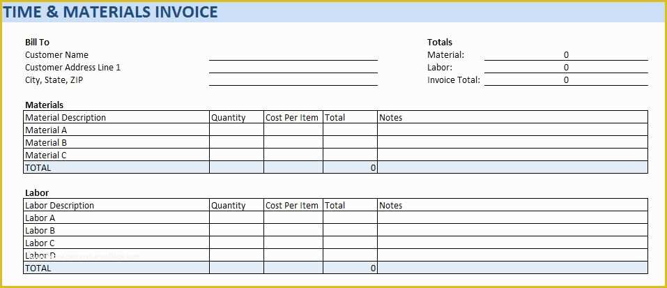 Free Time and Material Template Of Free Construction Project Management Templates In Excel