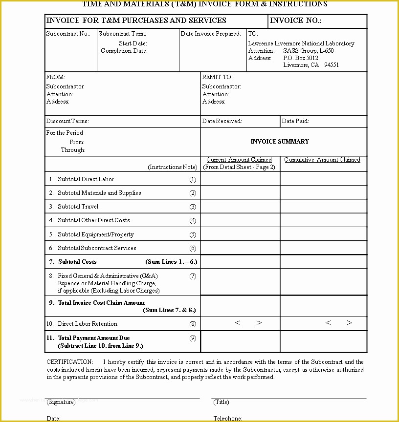 Free Time and Material Template Of Time and Materials Invoice Template Resume Templates