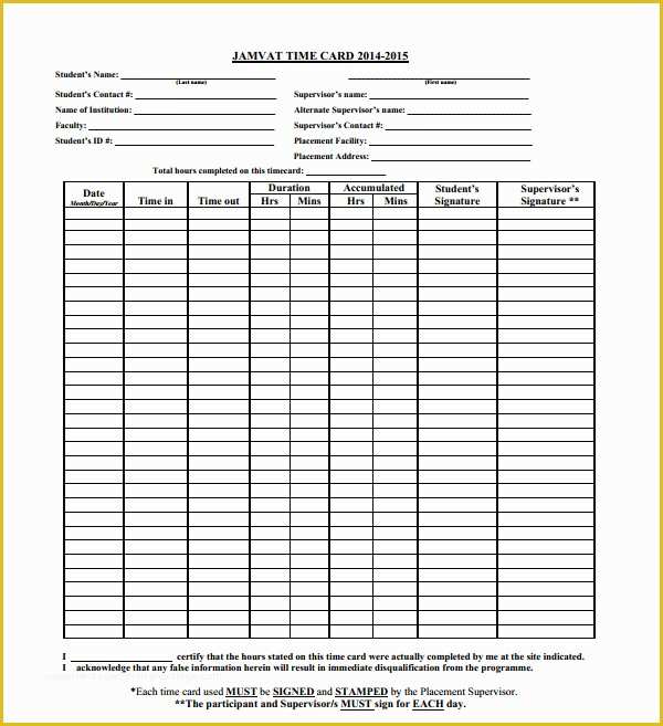 Free Time Card Template Of 15 Time Card Calculator Templates