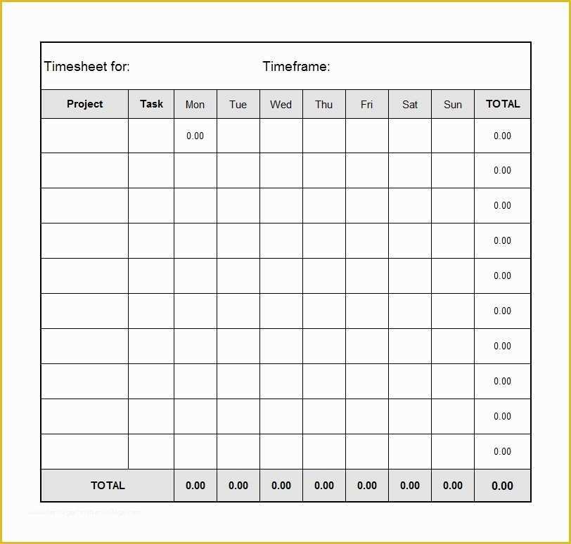 Free Time Card Template Of 40 Free Timesheet Time Card Templates Template Lab