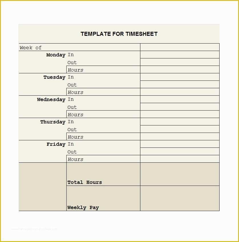 Free Time Card Template Of 40 Free Timesheet Time Card Templates Template Lab