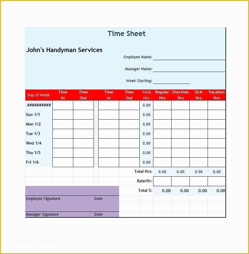 Free Time Card Template Of 41 Free Timesheet Time Card Templates Free Template