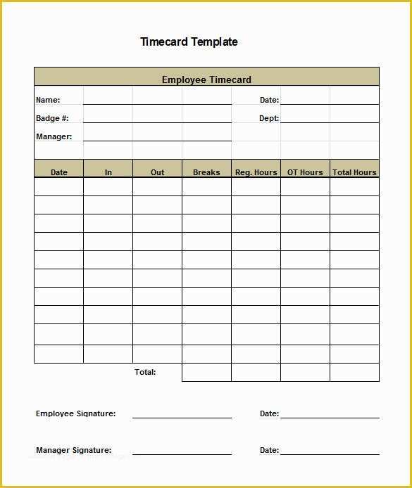 Free Time Card Template Of 7 Printable Time Card Templates Doc Excel Pdf