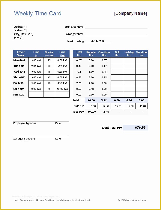 Free Time Card Template Of Free Time Card Calculator