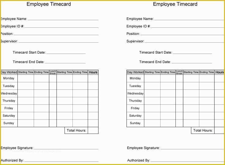 Free Time Card Template Of Free Time Card Template