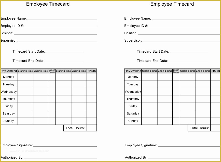 Free Time Card Template Of Free Time Card Template