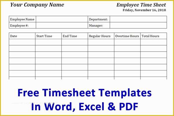 Free Time Card Template Of Free Timesheet Template & Time Card Template