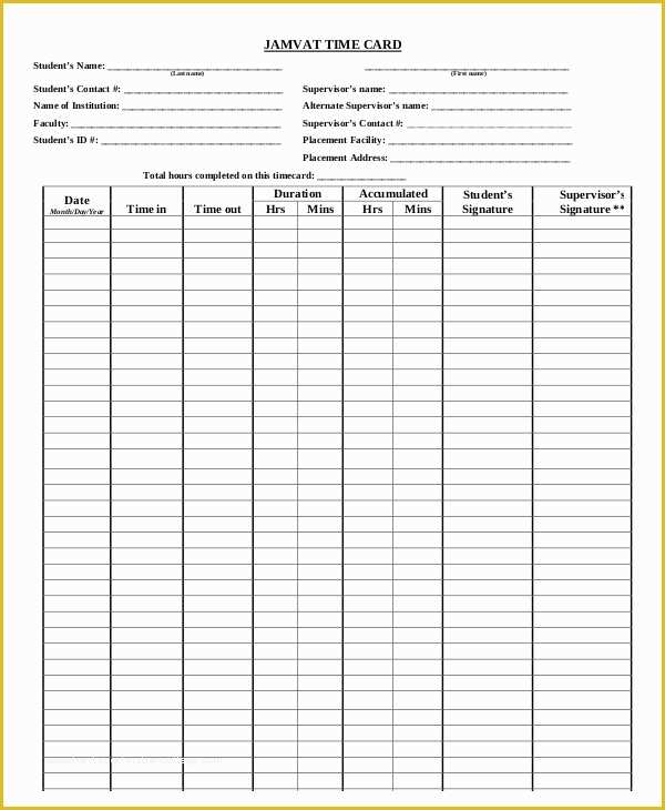 Free Time Card Template Of Printable Time Card Template 12 Free Word Excel Pdf