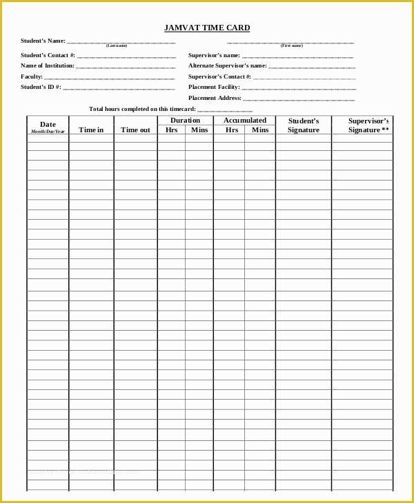 Free Time Card Template Of Printable Time Card Template 12 Free Word Excel Pdf