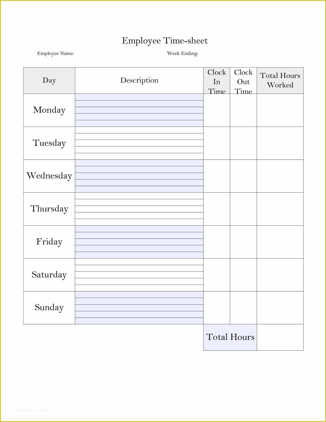 Free Time Card Template Of Printable Weekly Time Sheet Printable Timecard