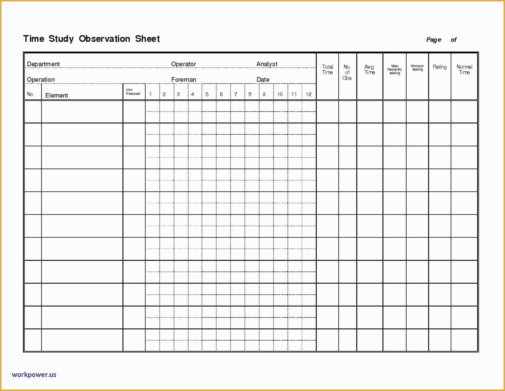 Free Time Study Template Excel Download Of 12 Time Study Template