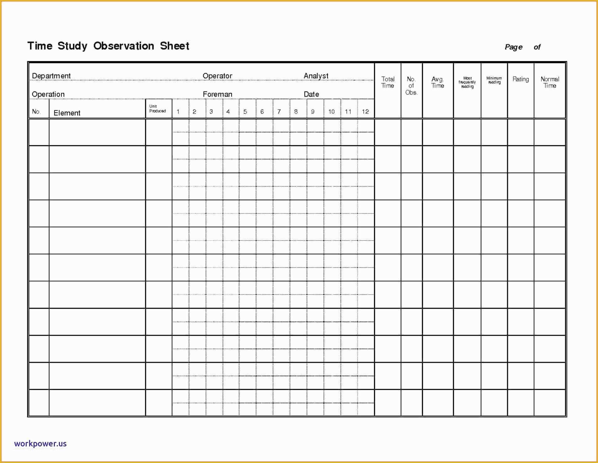 Time Study Excel Template