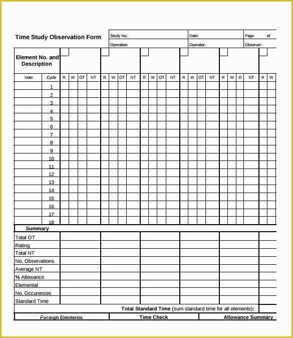 Free Time Study Template Excel Download Of Sample Time Study Template 5 Documents In Pdf