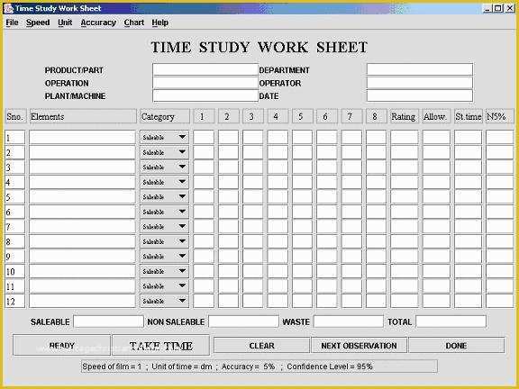 Free Time Study Template Excel Download Of Time Study Template