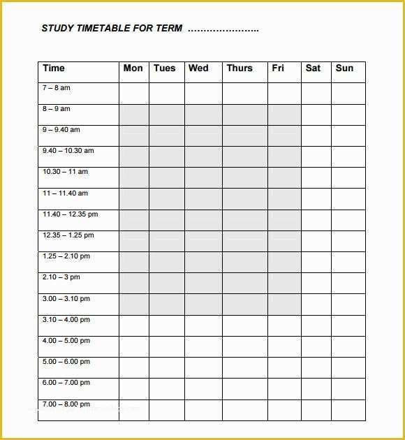 Free Time Study Template Excel Download Of Timetable Template 9 Download Free Documents In Pdf Excel