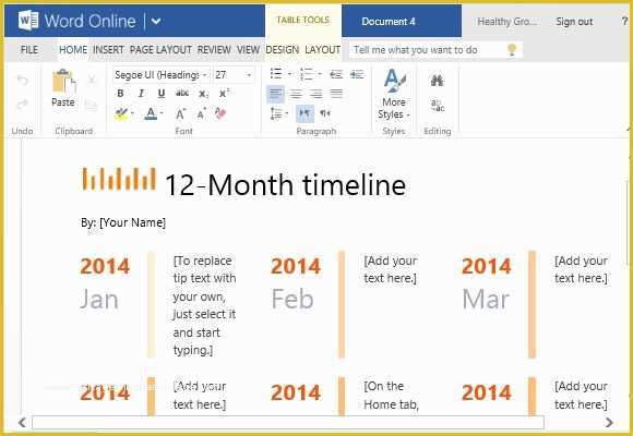 Free Timeline Template Word Of 12 Month Timeline Template for Word Line