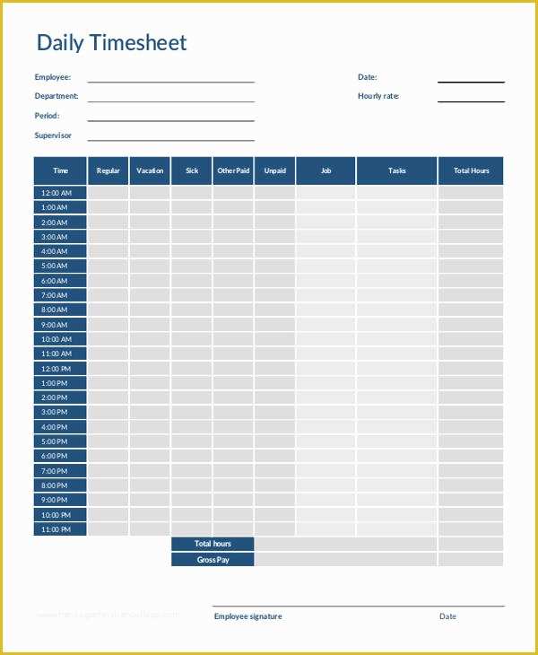 Free Timesheet Template for Mac Of 12 Daily Timesheet Templates Free Word Pdf format