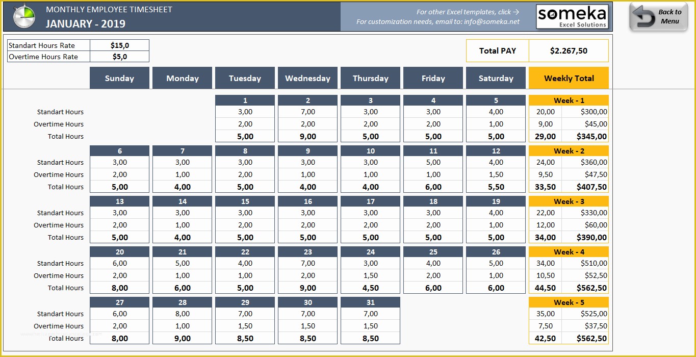 Free Timesheet Template for Mac Of Monthly Employee Timesheet Template Free & Printable