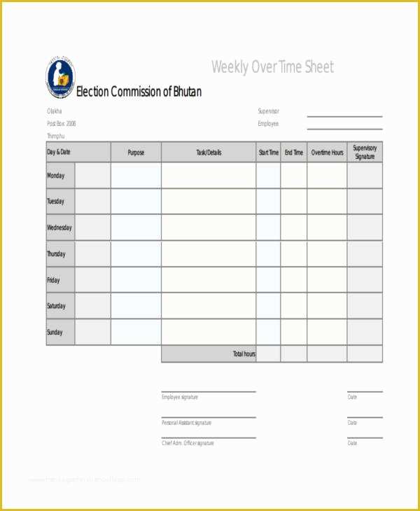 Free Timesheet Template for Mac Of Overtime Sheet Templates 11 Free Word Pdf format