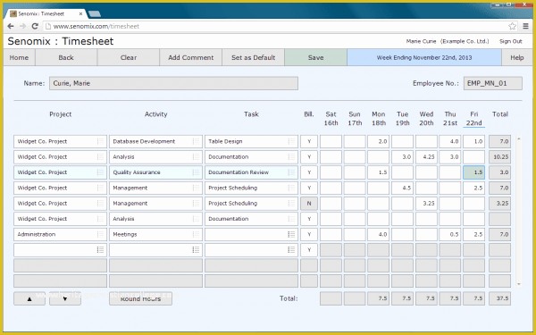 Free Timesheet Template for Mac Of Senomix Timesheets software 2019 Reviews & Pricing