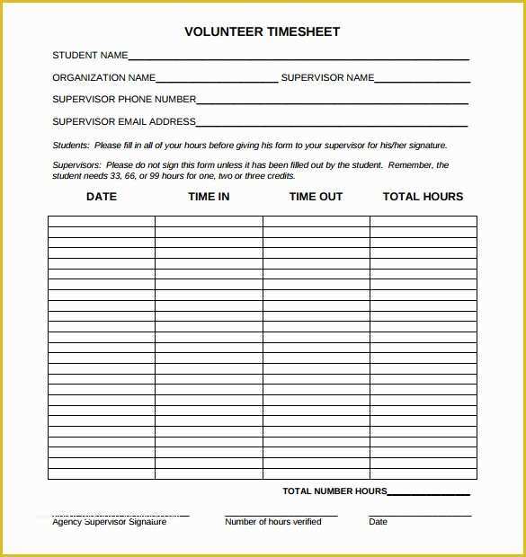 Free Timesheet Template for Mac Of Volunteer Hour forms Template