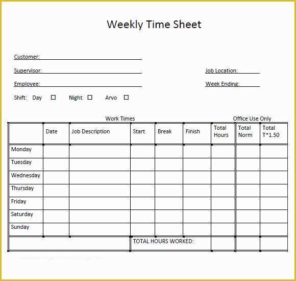 Free Timesheet Template Pdf Of 10 Weekly Timesheet Templates