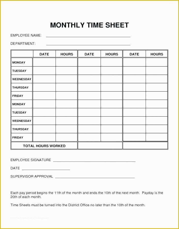 Free Timesheet Template Pdf Of 15 Blank Timesheets