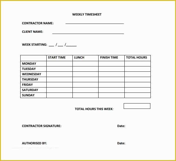 Free Timesheet Template Pdf Of 17 Contractor Timesheet Templates – Docs Word Pages