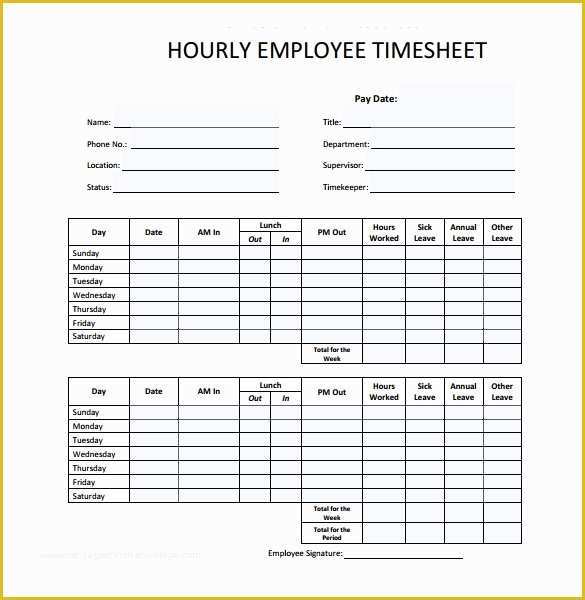 Free Timesheet Template Pdf Of 18 Hourly Timesheet Templates – Free Sample Example