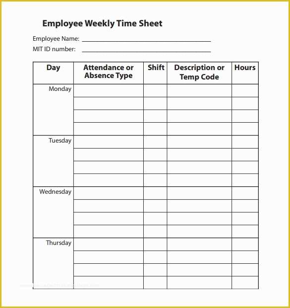 Free Timesheet Template Pdf Of 22 Employee Timesheet Templates – Free Sample Example