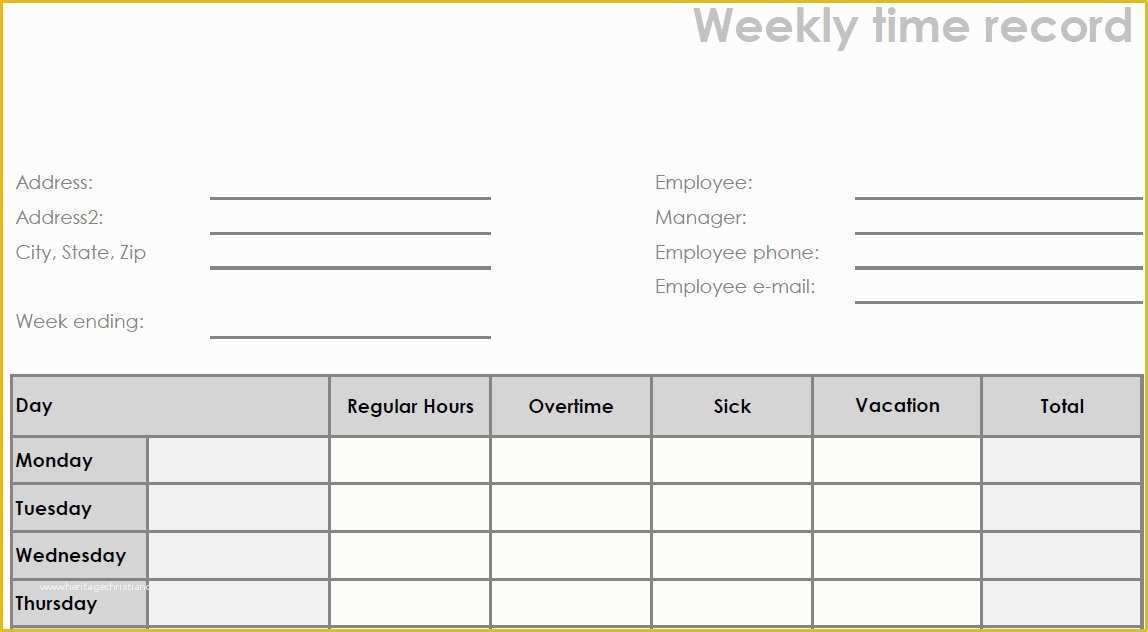 Free Timesheet Template Pdf Of Blank Time Sheets