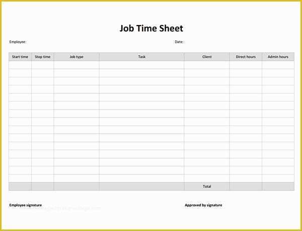 Free Timesheet Template Pdf Of Job Timesheet Template Free