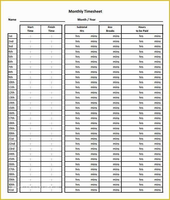 Free Timesheet Template Pdf Of Monthly Timesheet Template 22 Download Free Documents