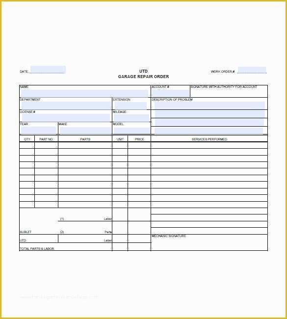 Free Tire Shop Website Template Of Auto Repair Invoice Templates 13 Free Word Excel Pdf