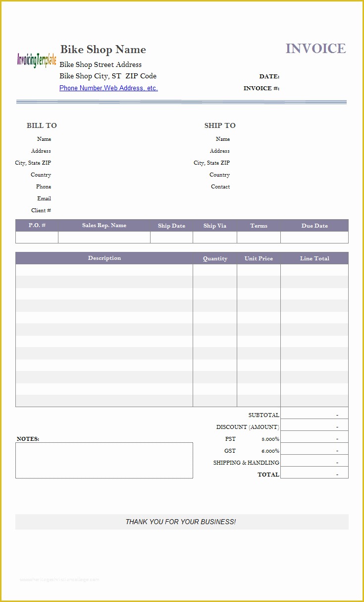 Free Tire Shop Website Template Of Bike Shop Invoice Template