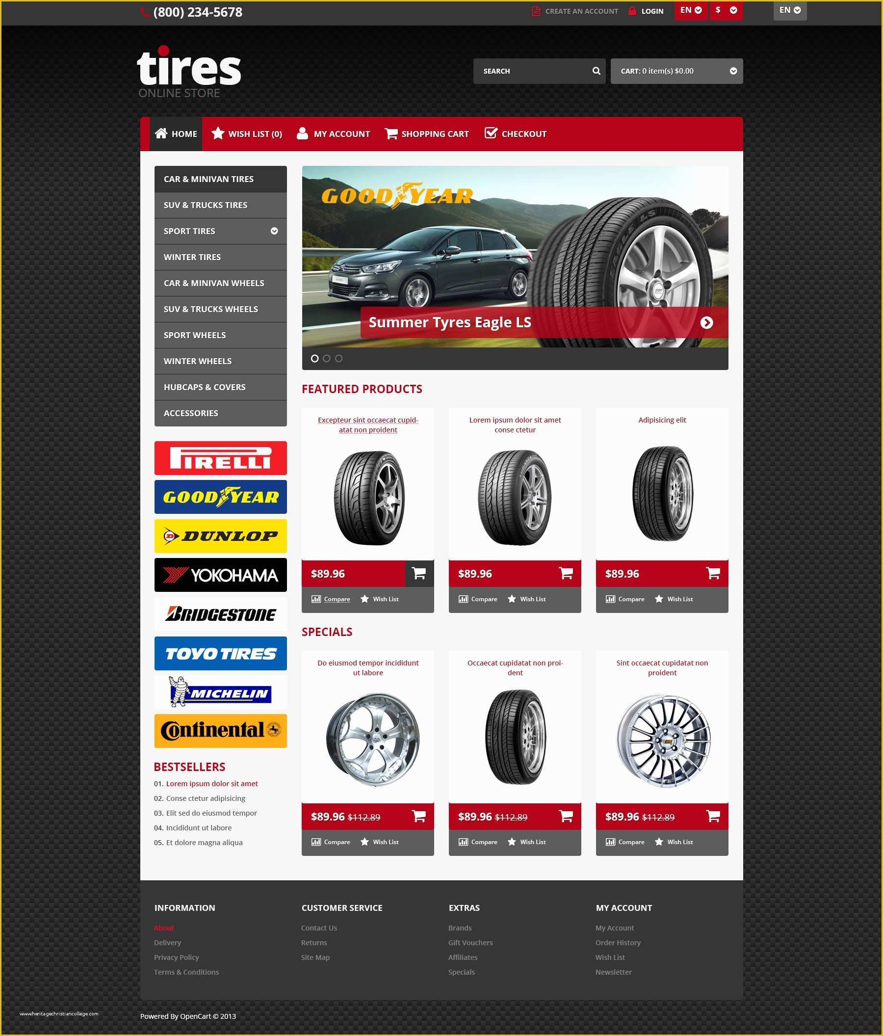 Free Tire Shop Website Template Of Responsive Tires Store Opencart Template