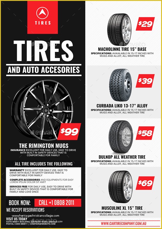 Free Tire Shop Website Template Of Tire Shop and Accessories Flyer by Artchery