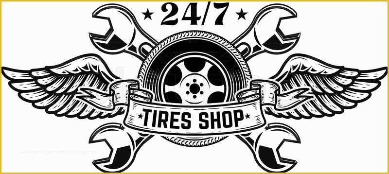 Free Tire Shop Website Template Of Tire Shop Emblem Template Car Wheel with Wings Design