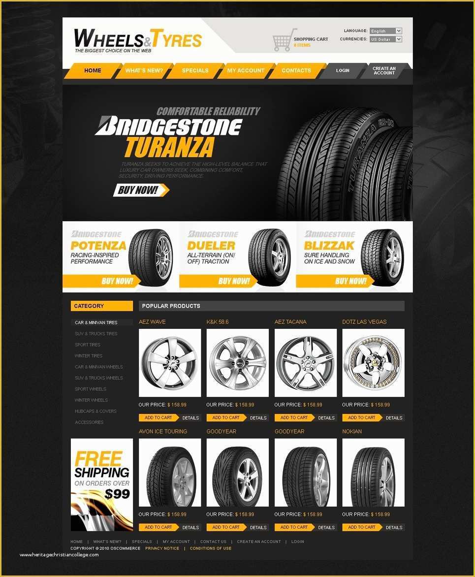 Free Tire Shop Website Template Of Wheels & Tires Os Merce Template