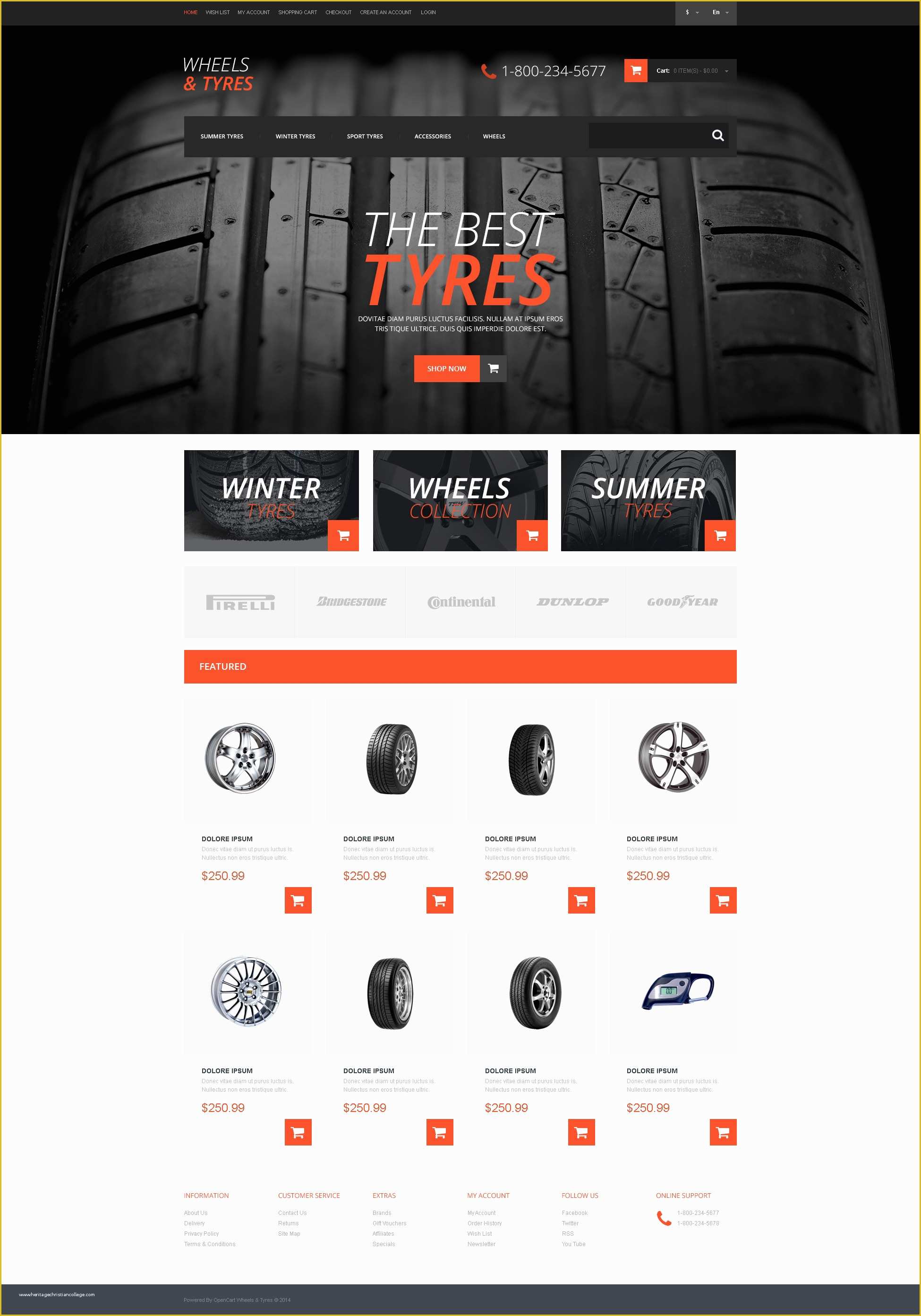 Free Tire Shop Website Template Of Wheels & Tires Responsive Opencart Template