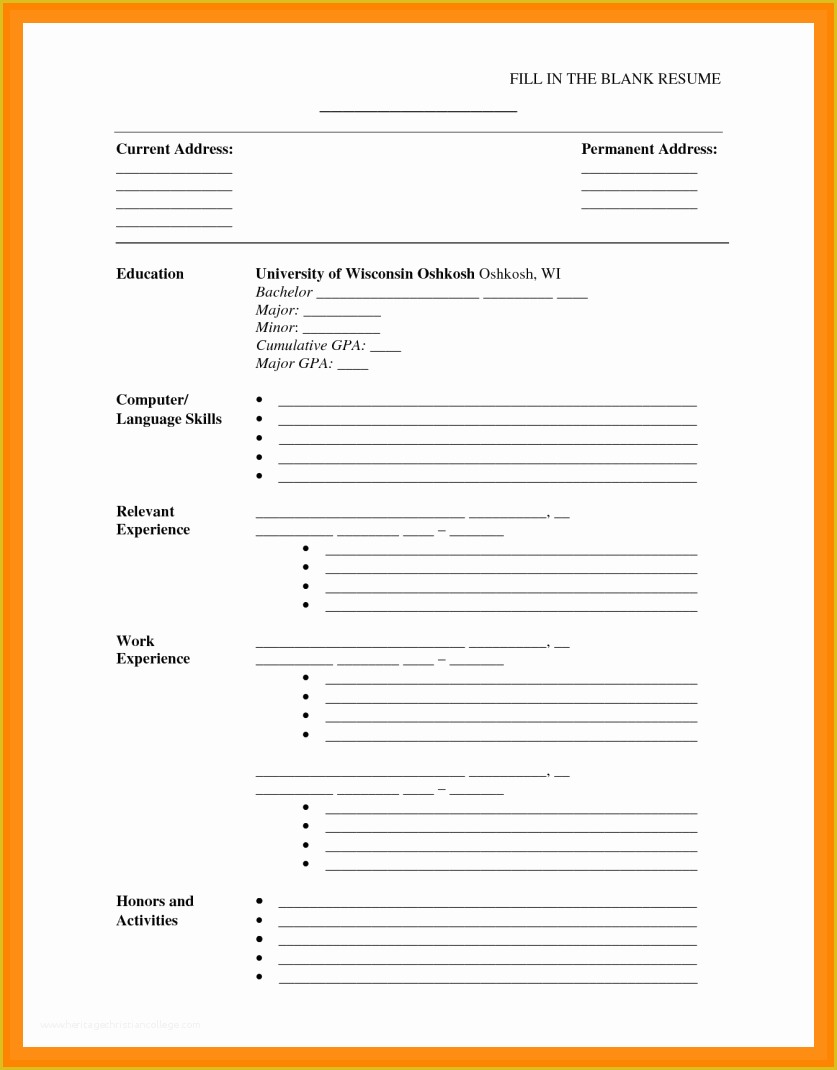 Free to Print Resume Templates Of 11 Cv Template Blank