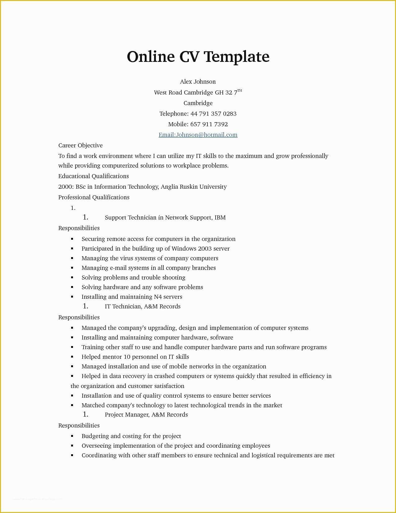 Free to Print Resume Templates Of 20 Free Fill In Resumes Printable – Diocesisdemonteria