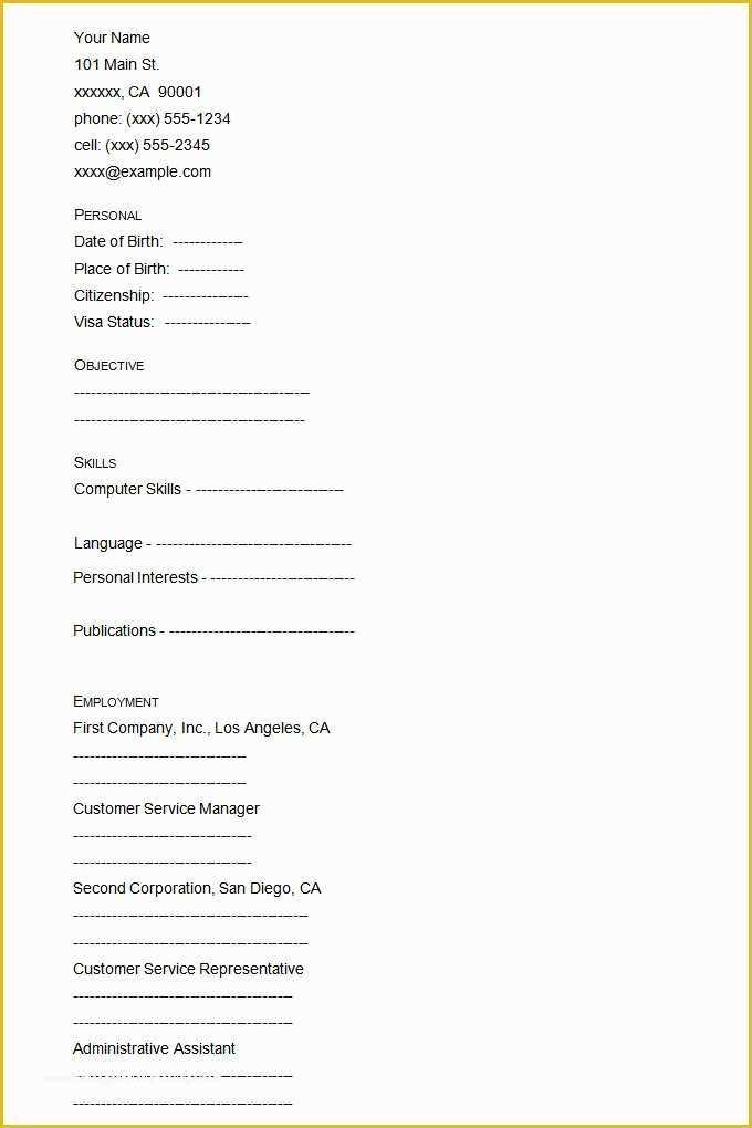 Free to Print Resume Templates Of 46 Blank Resume Templates Doc Pdf